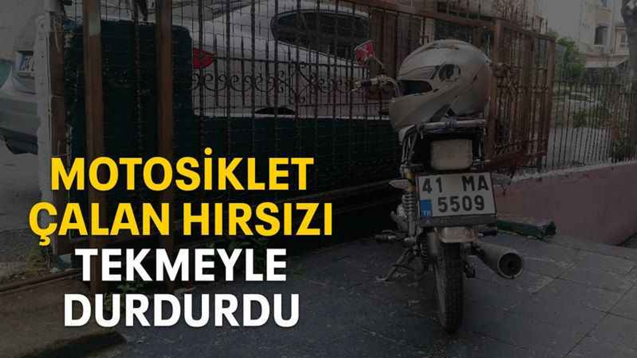 Motosiklet çalan hırsızı tekmeyle durdurdu